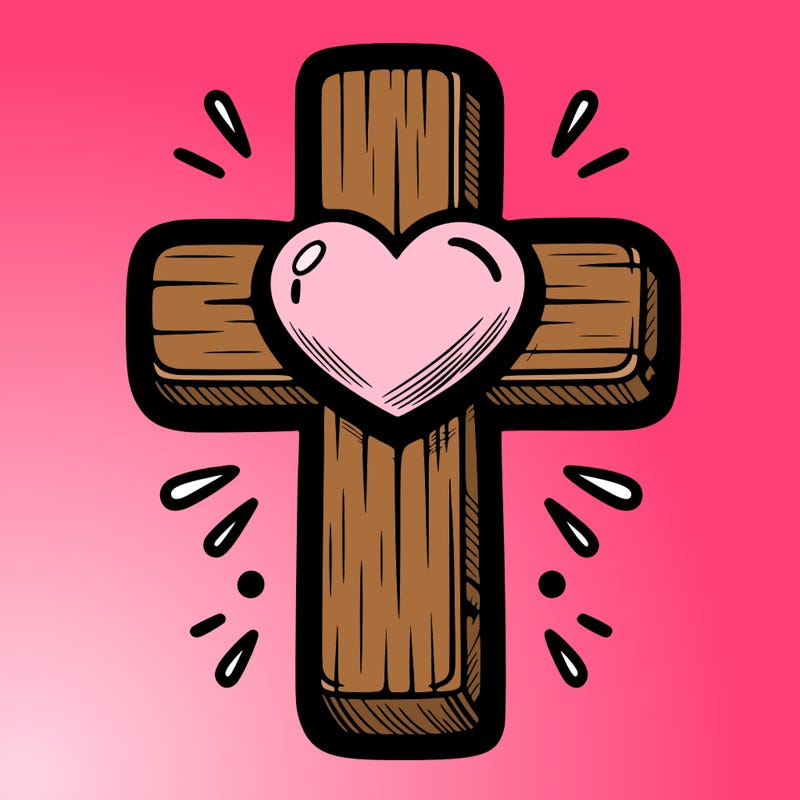 christian cross with heart
