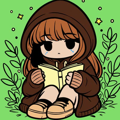 girl in oversized hoodie reading a book