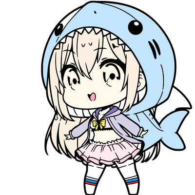 cute chibi anime girl in shark costume