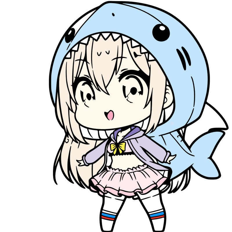 cute chibi anime girl in shark costume