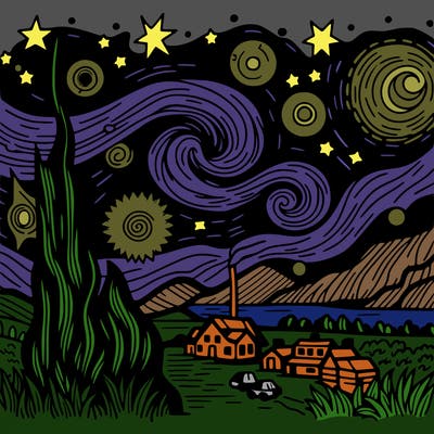 starry night van gogh realistic