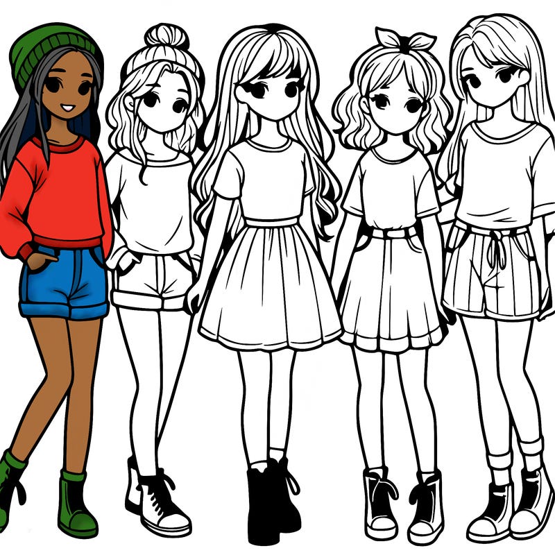 a group of five girls