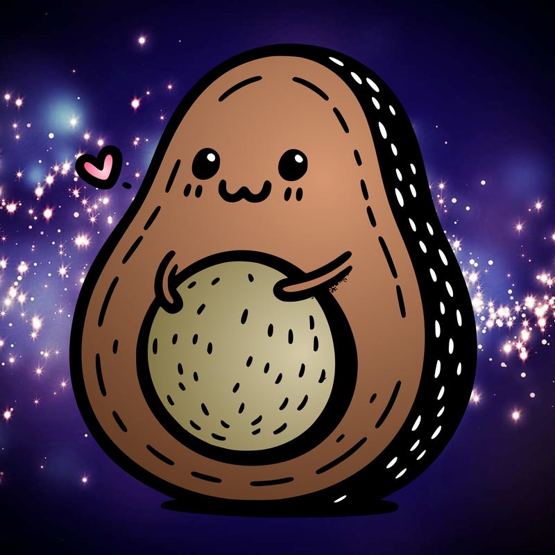 an avocado hugging an avocado