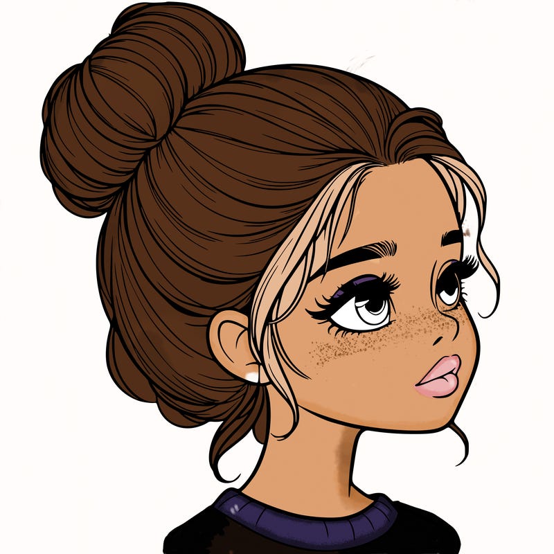 realistic girl with bun