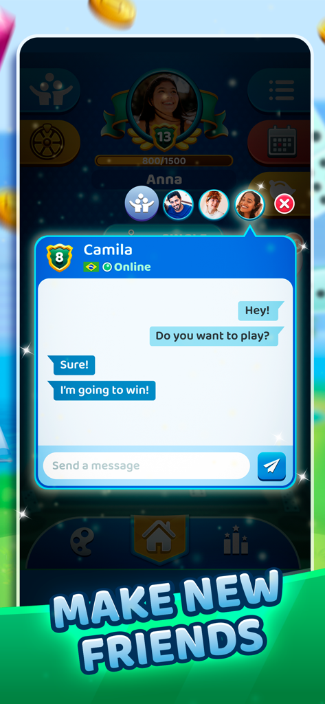 Dominoes Battle: The Best Game - In-game chat interface in Dominoes Battle allowing players to message each other and make new friends.