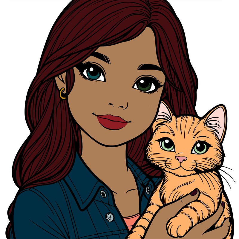 realistic girl holding her cat