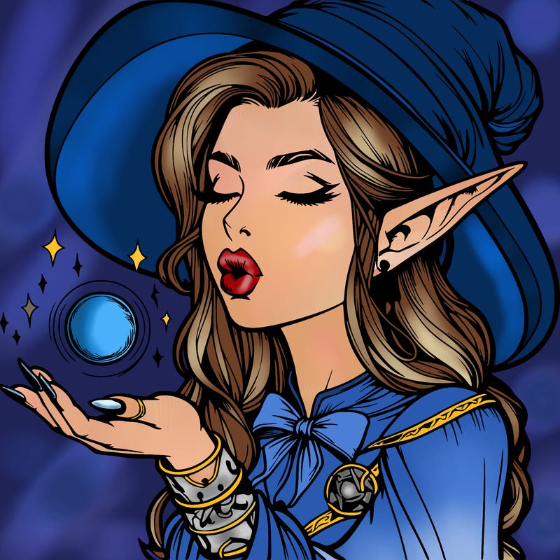 realistic elf casting a spell with lips