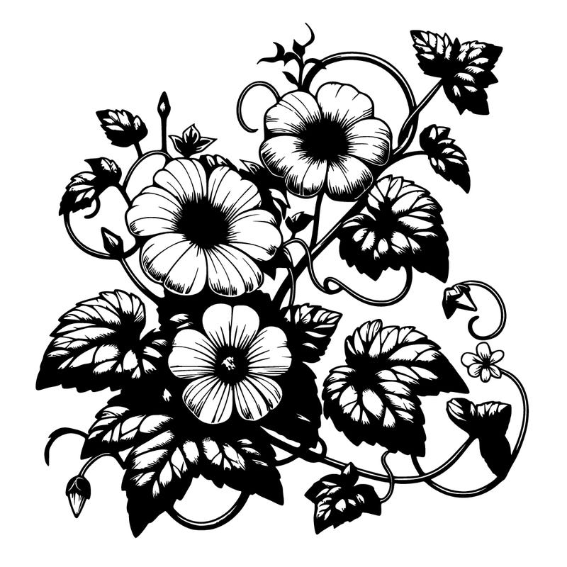 realistic flowers with vine