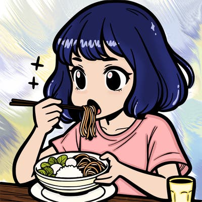 a girl eating food
