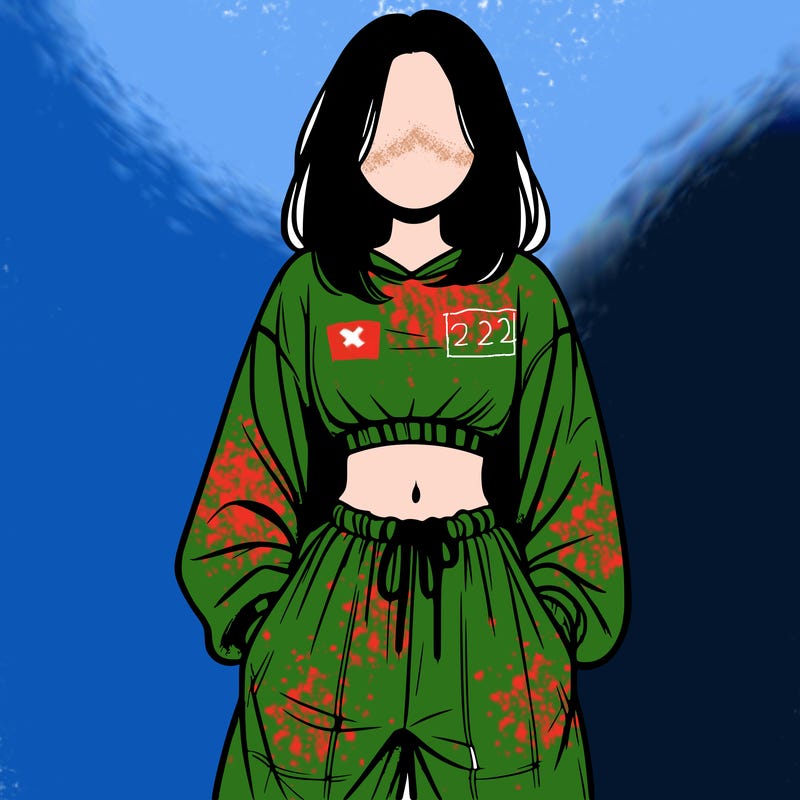 realistic girl faceless with baggy pants and a crop top