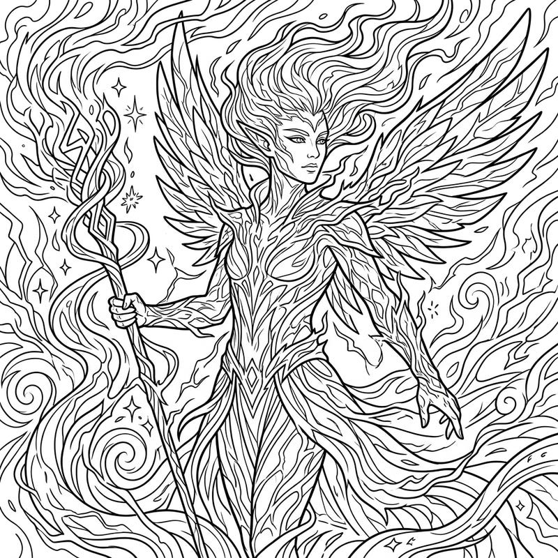 Dive into a realm of magic and intricate details with this stunning lightning elf coloring page for adults. Featuring a powerful elf surrounded by swirling energy, it offers a challenging yet rewarding artistic experience.