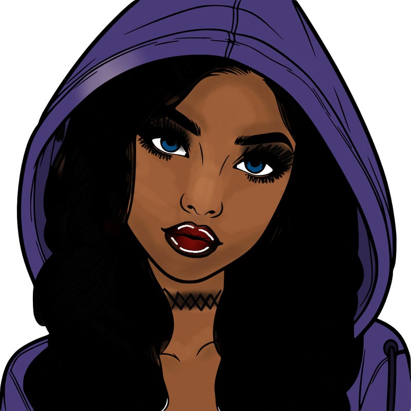 realistic beautiful girl with a hood on