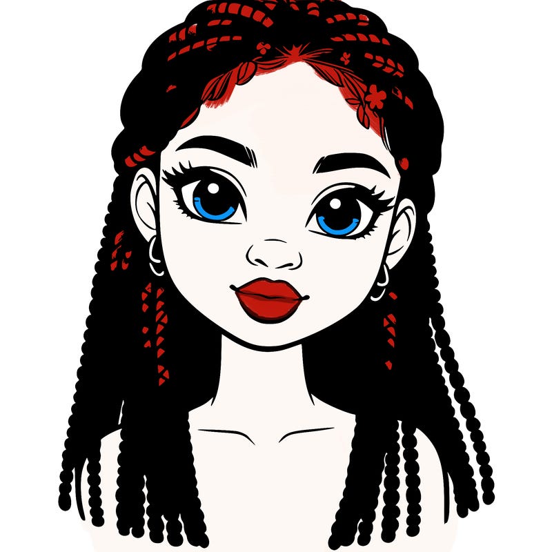 a realistic black girl with braids