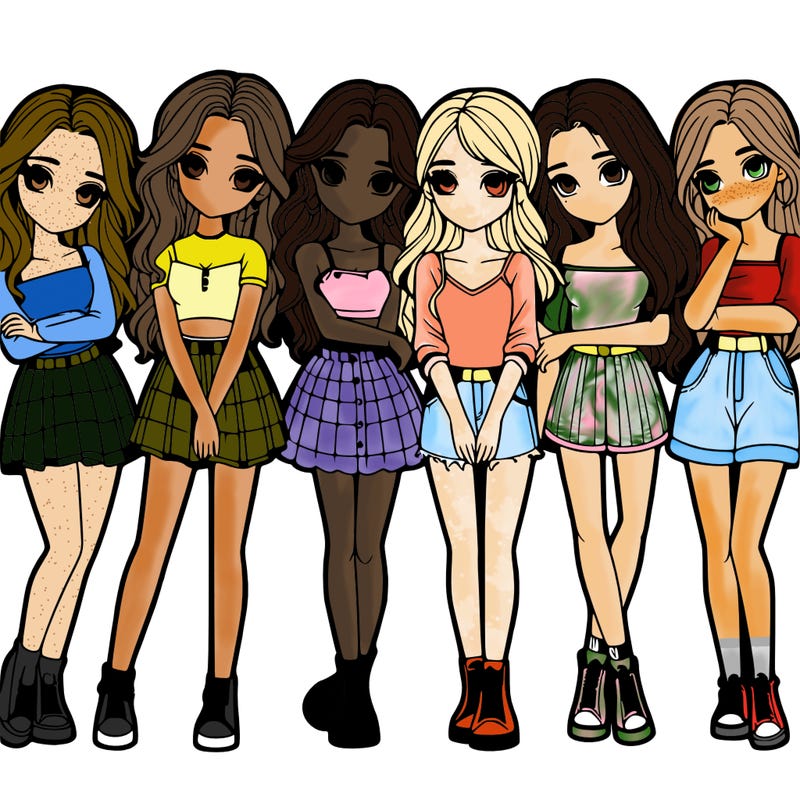 a group of girls realistic