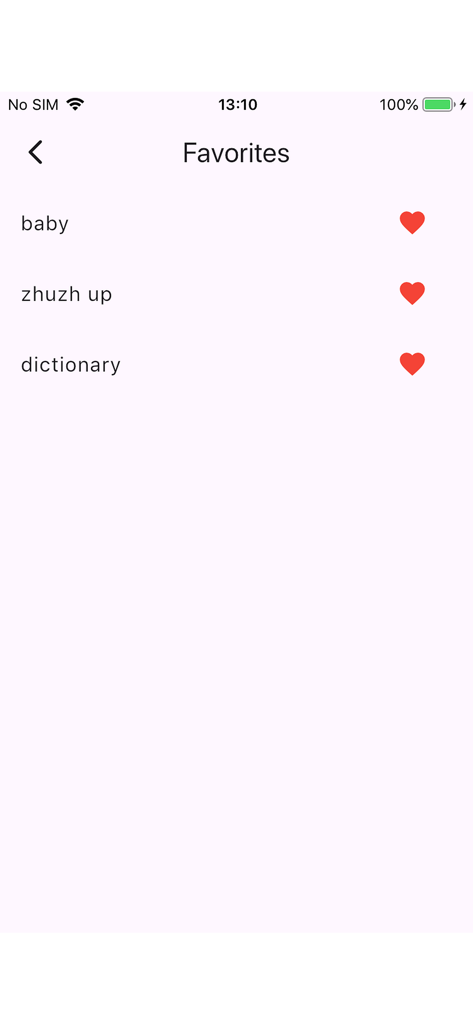 A screenshot of the favorites list in the Wielki slownik dictionary app showing saved terms.