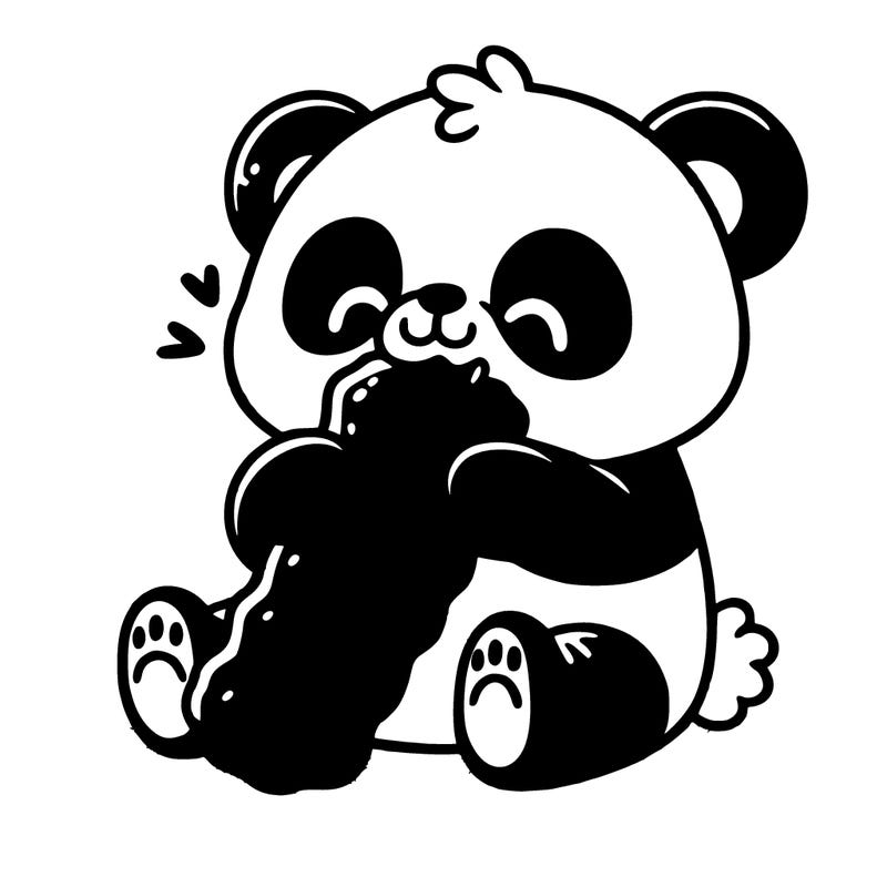 panda eating a big cheeto