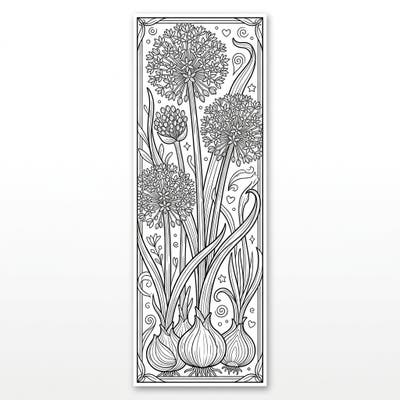 Discover this delightful allium flower bookmark coloring page, perfect for kids! Featuring intricate allium blooms and bulbs, it's a fun way to engage young artists and create a personalized bookmark.