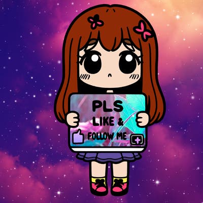 girl holding a sign that says pls like and follow me