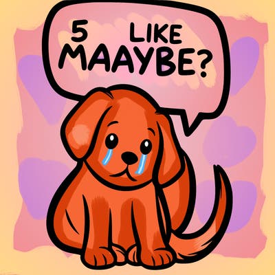 a puppy that says 5 like maybe