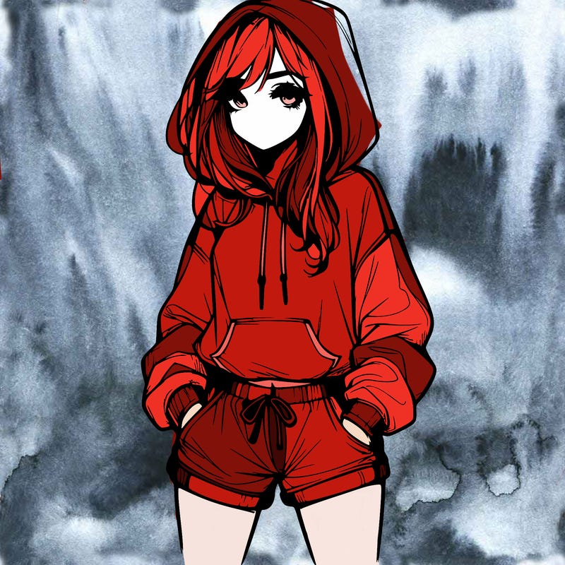 realistic girl in shorts and hoodie