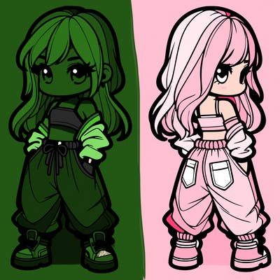 girl in crop top and baggy pants