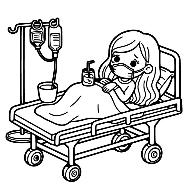 sick girl in strecher