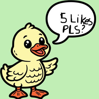 a duck with a word bubble