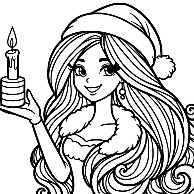 christmas woman, has long hair