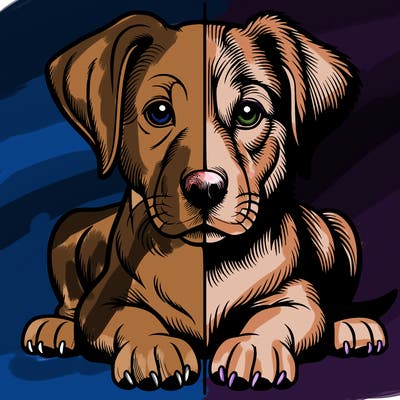 realistic dog split picture