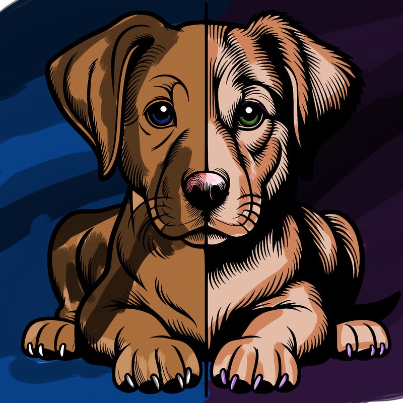 realistic dog split picture