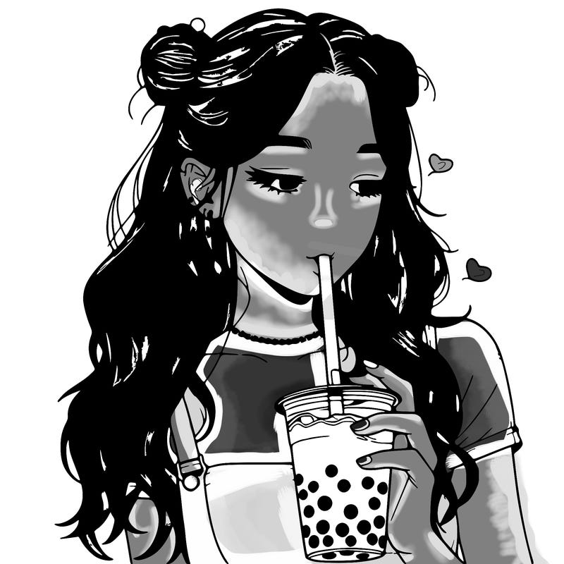aesthetic realistic girl with boba