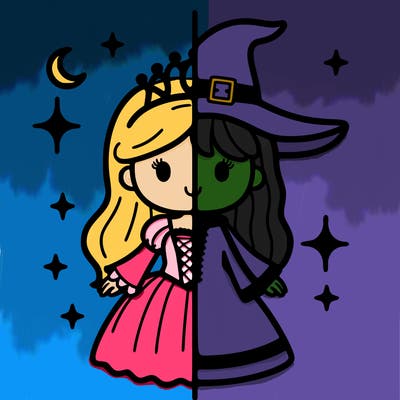 split princess and witch