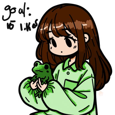 girl with long hair and a oversized shirt. and she is holding a frog