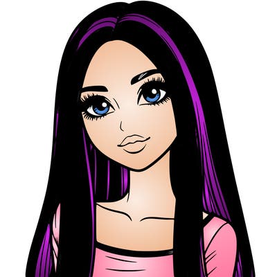 realistic girl with straight and long hair