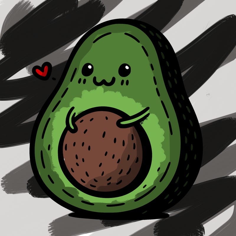 an avocado hugging an avocado