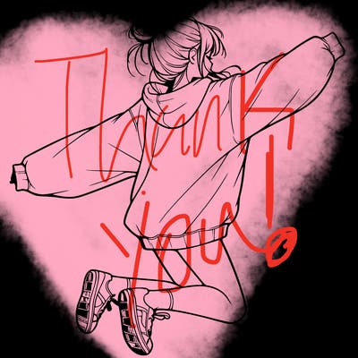 realistic girl jumping with a bun and oversized sweatshirt