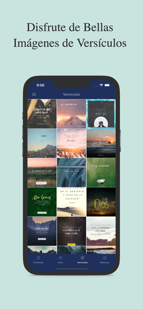 Temas Bíblicos y Predicas - 聖句画像ギャラリーを表示するアプリの画面