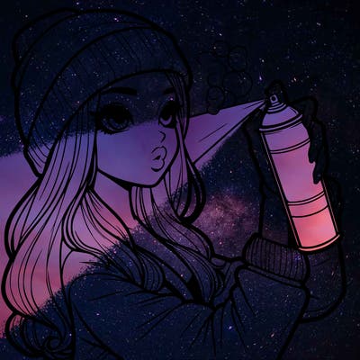 realistic girl spray painting