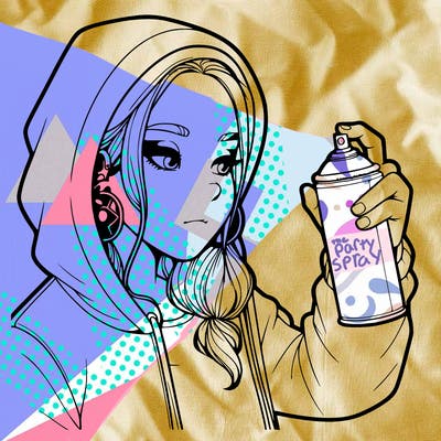 a realistic girl, spray painting