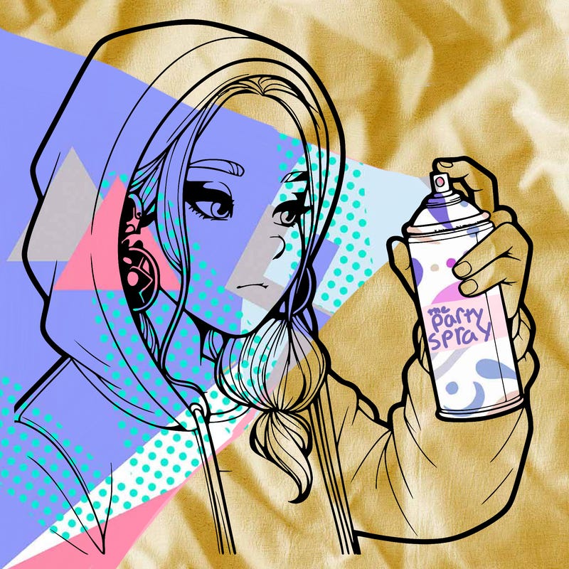 a realistic girl, spray painting