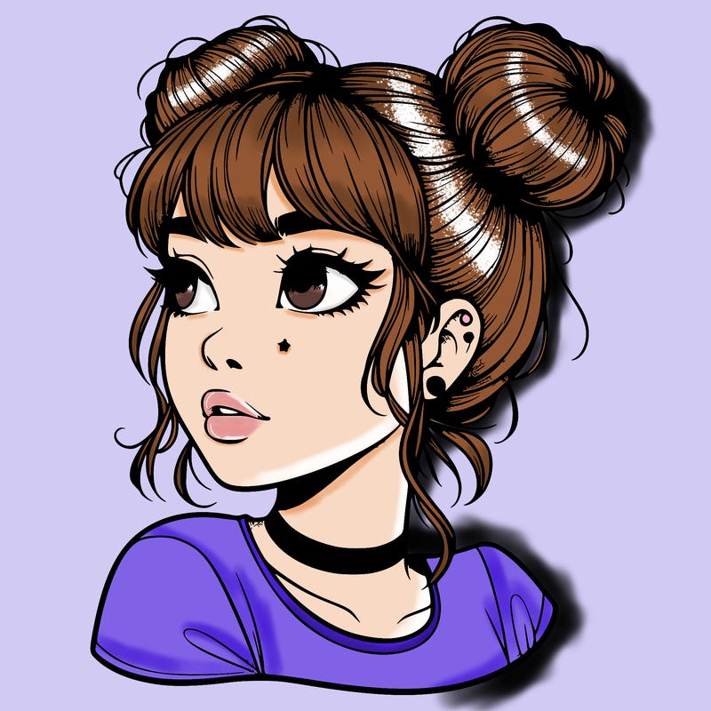 realistic girl with spacebuns