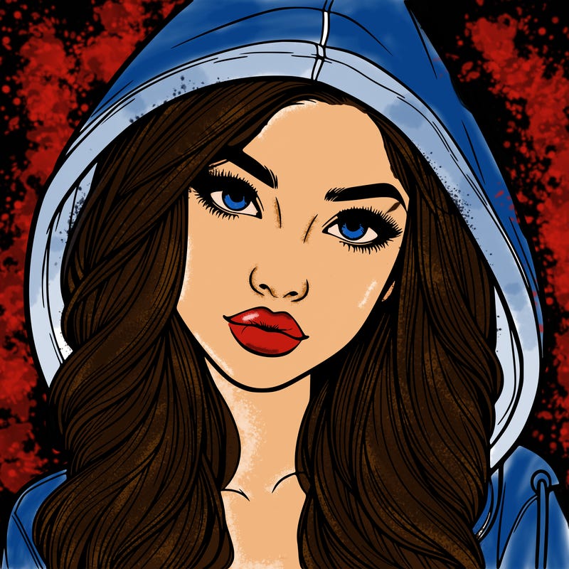 realistic beautiful girl with a hood on