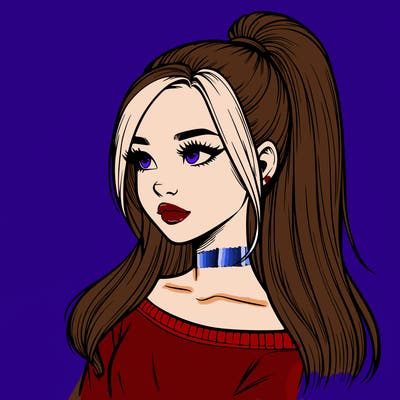 realistic girl with a high ponytail