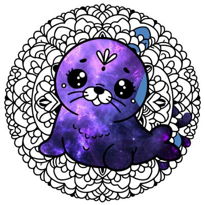 a cute baby seal mandala