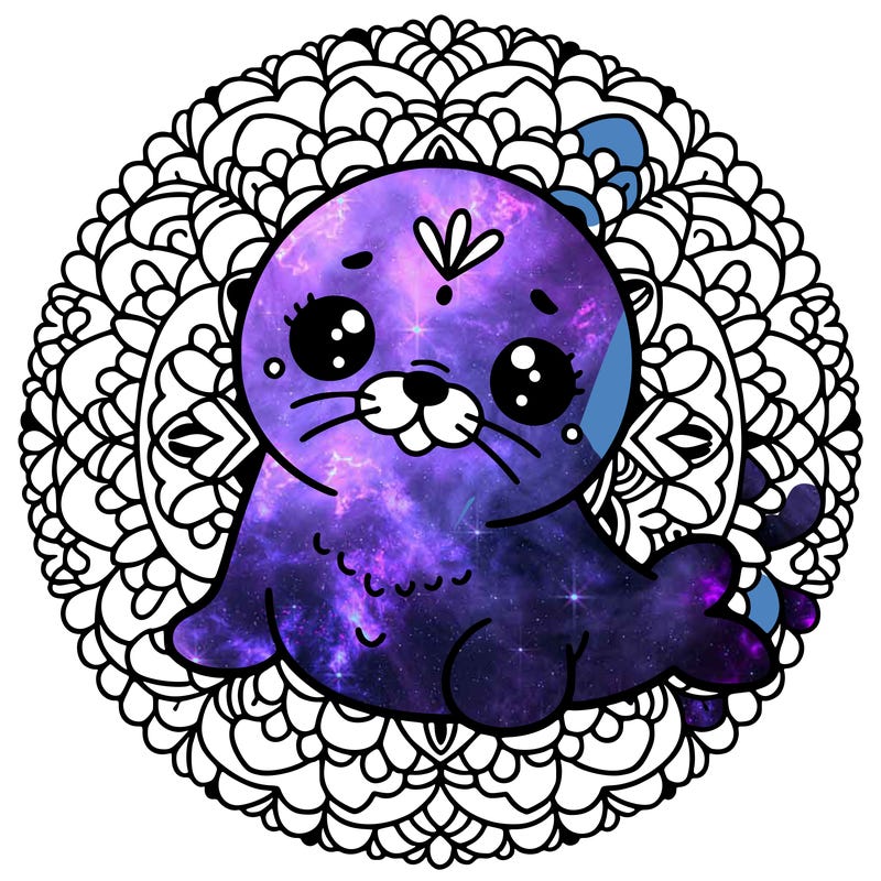 a cute baby seal mandala