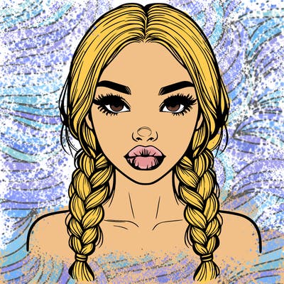 realistic girl with full lips and two side braids