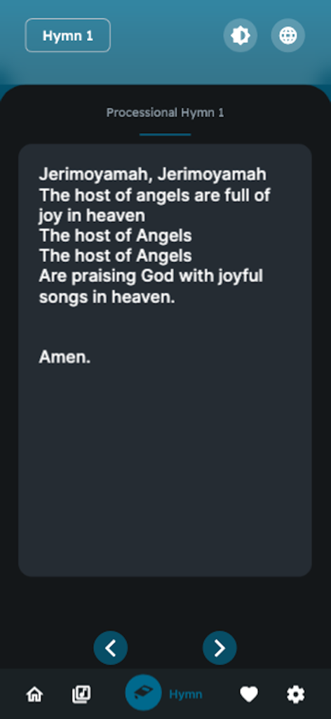 Lyrics of Processional Hymn 1 on the CCC NAP Hymns app