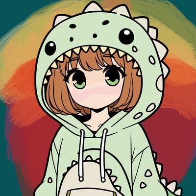 girl with dinosaur hoodie