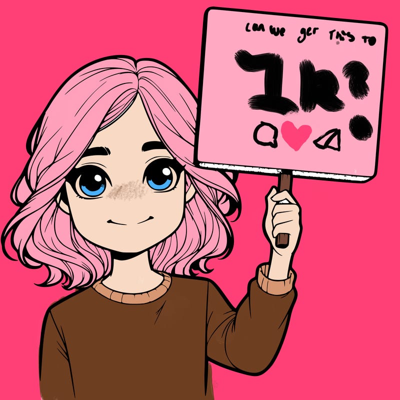 realistic girl holding up a sign