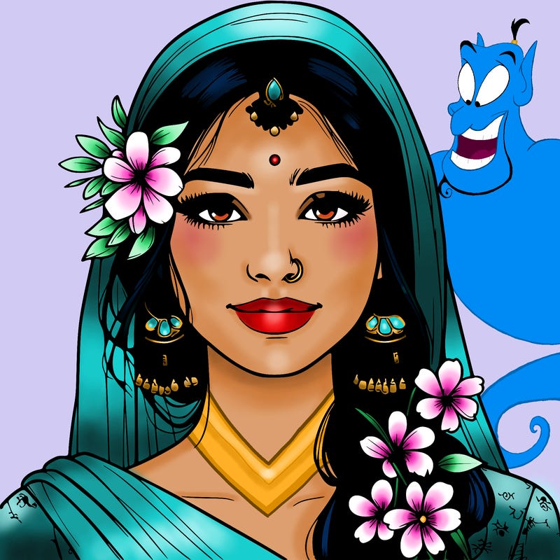 realistic girl with flowers